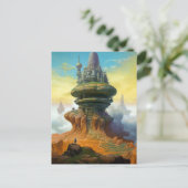 未来的エイリアンシティSFアート ポストカード (スタンド正面)