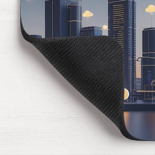 未来的エレガント都市ワ頭が切れるイヤフレーム – 白熱［赤熱］光を放つ マウスパッド (コーナー)