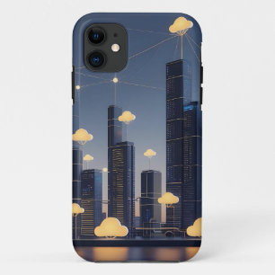 未来的エレガント都市ワ頭が切れるイヤフレーム – 白熱［赤熱］光を放つ iPhone 11 ケース