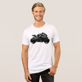 未来的オートバイ 黒白ベクター トライブレンドＴシャツ (正面全面)