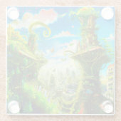 未来的カラフル植物都市AIがアートを生み出す ガラスコースター (裏面)