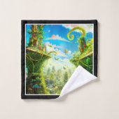 未来的カラフル植物都市AIがアートを生み出す バスタオルセット (ウォッシュタオル)