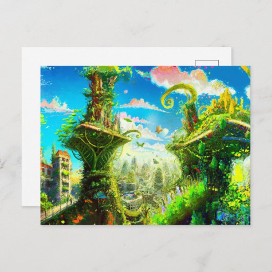 未来的カラフル植物都市AIがアートを生み出す ポストカード (正面/裏面)