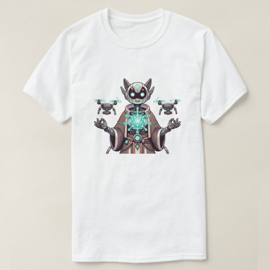 未来的キャットロボットTシャツデザイン Tシャツ (デザイン正面)