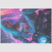 未来的クラシックなバイクもしくは自転車に乗る人シックのデコページのポスター 薄葉紙 (正面)