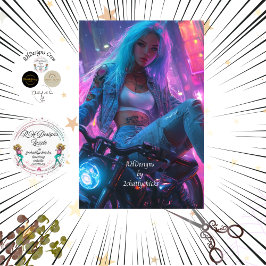 未来的クラシックなバイクもしくは自転車に乗る人シックのデコページのポスター 薄葉紙