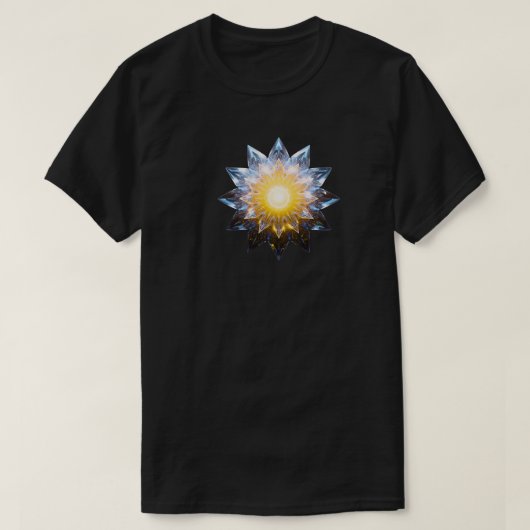 未来的クリスタルロータス • ジオメトリックSFエネルギー Tシャツ (デザイン正面)