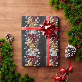 未来的クリスマスモザイクコラム3D ラッピングペーパー