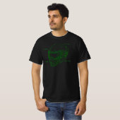 未来的グリーン ワイヤーフレーム サイバー ヘルメット設計図 Tシャツ (正面フル)