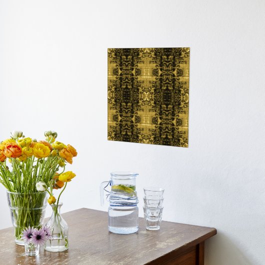 未来的ゴールド幾何学抽象ポスター印刷 箔ポスター (レイダウン (キッチン))