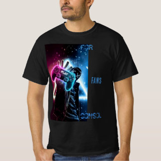 未来的サイバーゲーマーネオンブルー＆ピンクTシャツ Tシャツ