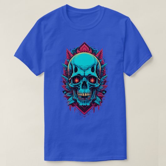 未来的サイバーパンクスカル Tシャツ (デザイン正面)