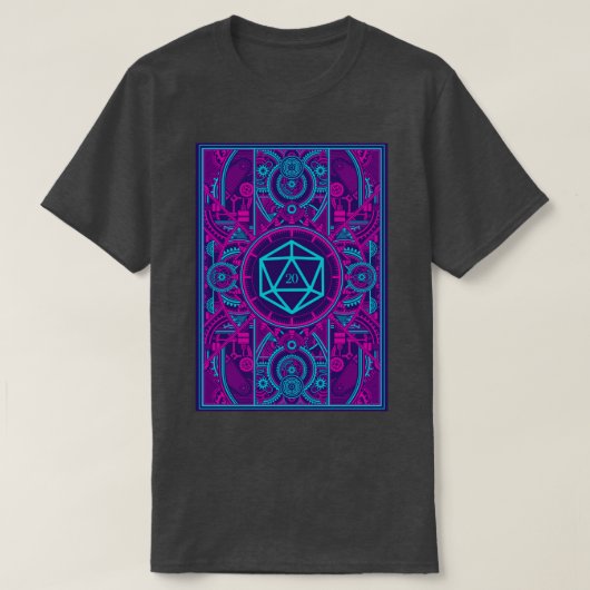 未来的サイバーパンクテーブルトップRPG D20サイコロ Tシャツ (デザイン正面)