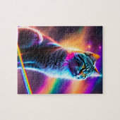 未来的サイバーパンクワールド宇宙カラフル猫 ジグソーパズル (横)
