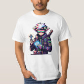 未来的サイバーパンク小妖精や小人ネオンゴーグルデジタル鍵 Tシャツ (正面)