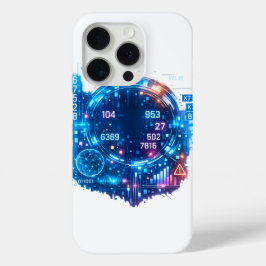 未来的サイバーHUDケース - デジタルテクノロジーインターフェース iPhone 15 PROケース