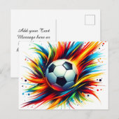 未来的サッカーボール 抽象的フットボール シーズンポストカード (正面/裏面)