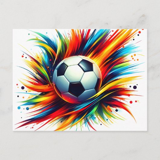 未来的サッカーボール 抽象的フットボール シーズンポストカード (正面)