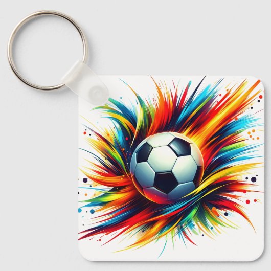 未来的サッカー抽象アート サッカーボール キーホルダー (正面)
