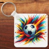 未来的サッカー抽象アート サッカーボール キーホルダー (正面)
