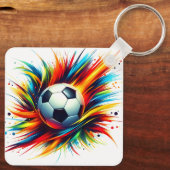 未来的サッカー抽象アート サッカーボール キーホルダー (裏面)