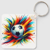 未来的サッカー抽象アート サッカーボール キーホルダー (裏面)