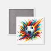 未来的サッカー抽象アート サッカーボール マグネット (正面/裏面)