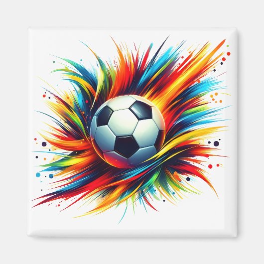 未来的サッカー抽象アート サッカーボール マグネット (正面)