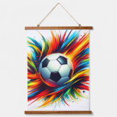 未来的サッカー抽象アート サッカーボール 吊り下げ型タペストリー (正面)