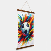 未来的サッカー抽象アート サッカーボール 吊り下げ型タペストリー (傾斜あり)
