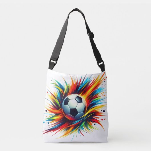 未来的サッカー抽象画 サッカーボール クロスボディバッグ (正面)