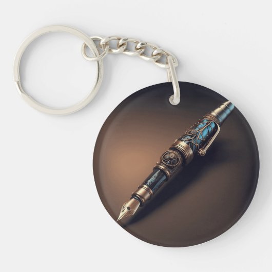未来的スチームパンクスタイルファンタジー万年筆 キーホルダー (正面)