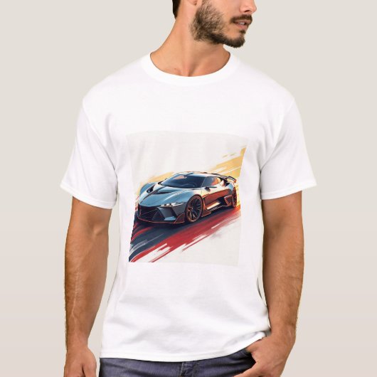 未来的スポーツカーお洒落- AIが生み出したデザイン Tシャツ (正面)