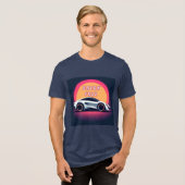 未来的スポーツカーとやる気を起こさせる引用文 トライブレンドTシャツ (正面全面)