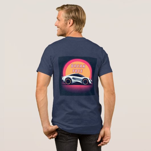 未来的スポーツカーとやる気を起こさせる引用文 トライブレンドＴシャツ (フル背面)