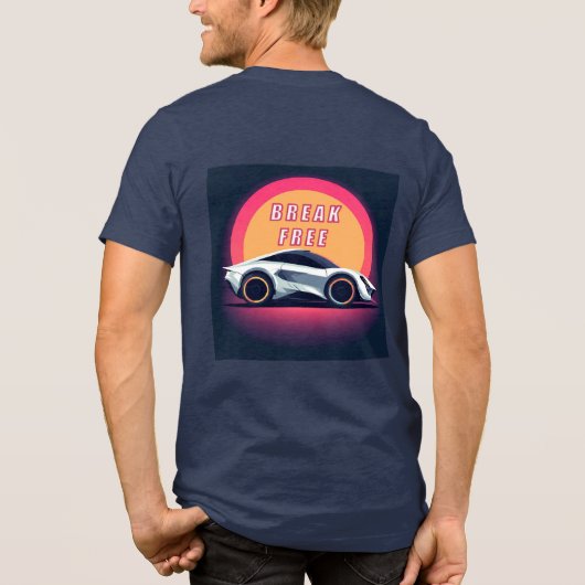 未来的スポーツカーとやる気を起こさせる引用文 トライブレンドＴシャツ (裏面)
