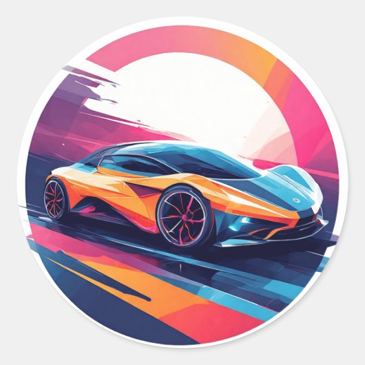 未来的スポーツカー ラウンドシール (正面)