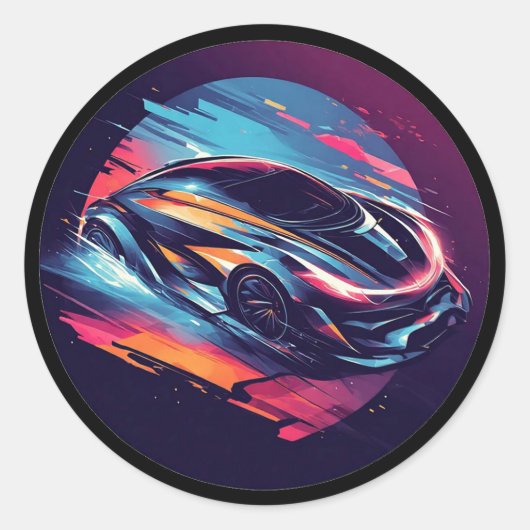 未来的スポーツカー ラウンドシール (正面)