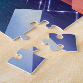 未来的デジタルアイソメトリック都市景観 ジグソーパズル (側面)