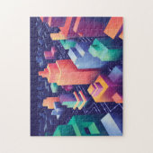 未来的デジタルアイソメトリック都市景観 ジグソーパズル (縦)