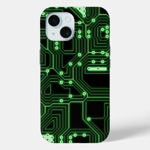 未来的ネオングリーン回路基板 カスタム iPhone 15ケース