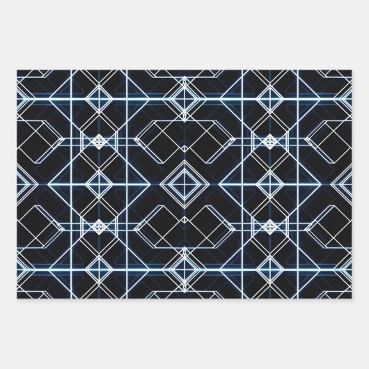 未来的ネオン格子パターン ラッピングペーパーシート (正面)