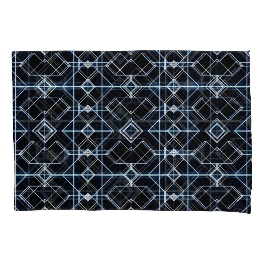 未来的ネオン格子パターン 枕カバー (正面左)