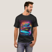 未来的ネオン – グリッチ誕生日負荷 Tシャツ (正面フル)