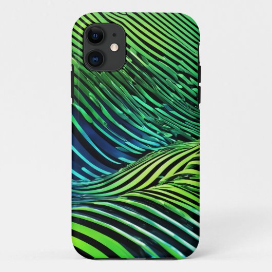 未来的ネオン グリーン ストライプ Case-Mate iPhoneケース (裏面)