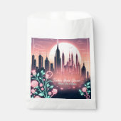 未来的ネオン フラワーのウェディングシャワー フェイバーバッグ (正面)