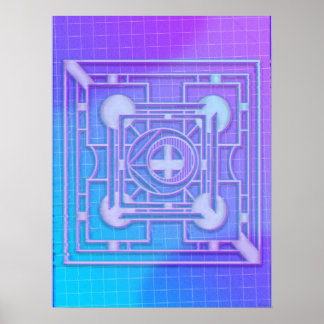 未来的ネオンVAPORWAVE抽象芸術幾何学 ポスター