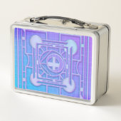 未来的ネオンVAPORWAVE抽象芸術幾何学 メタルランチボックス (裏面)