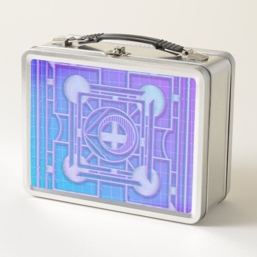 未来的ネオンVAPORWAVE抽象芸術幾何学 メタルランチボックス (正面)