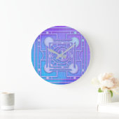 未来的ネオンVAPORWAVE抽象芸術幾何学 ラージ壁時計 (ホーム)